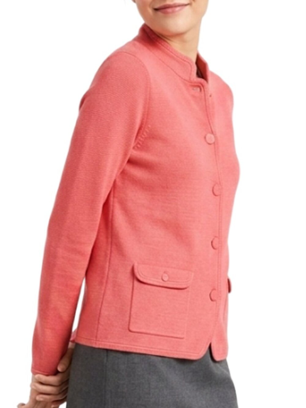 Talbots Rayon Blend Cardigan Full Button Front Long Sleeve Coral Monogrammed